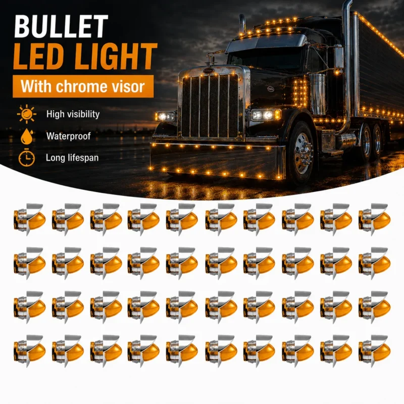 yfd lighting amber mini watermelon LED marker lights 50pcs for semi trucks and trailers