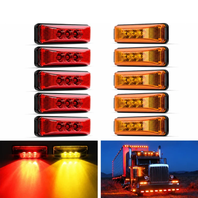Amber and red LED trailer clearance lights 10 pack side marker lights for trucks and trailers