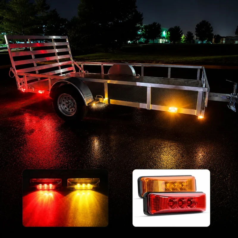 Amber and red side marker lights with 5 amber and 5 red trailer light kit