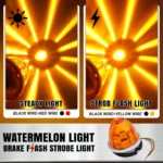 Amber watermelon LED marker light showing constant on and flashing dual function for trucks and trailers