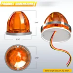 Amber watermelon LED marker light size dimensions for universal 12V 24V vehicle exterior mounting