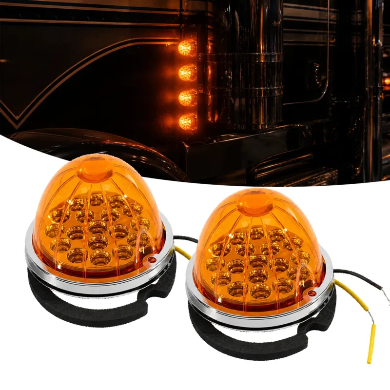 Amber watermelon LED truck marker lights 2 pack with 18 high output LEDs
