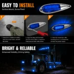 installation guide for blue LED truck cab lights with foam pads and mounting screws