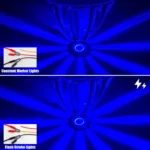 Blue watermelon LED marker light showing constant on and flashing dual function for trucks and trailers
