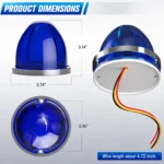 Blue watermelon LED marker light size dimensions for universal 12V 24V vehicle exterior mounting