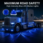 Blue watermelon LED side marker lights installed on truck exterior body for 12V 24V vehicle lighting