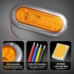 yfd lighting 6 inch amber oval LED strobe light with chrome bezel for truck trailer pickup