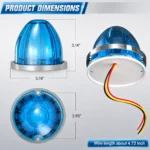 Ice blue watermelon LED marker light size dimensions for universal 12V 24V vehicle exterior mounting