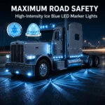 Ice blue watermelon LED side marker lights installed on truck exterior body for 12V 24V vehicle lighting