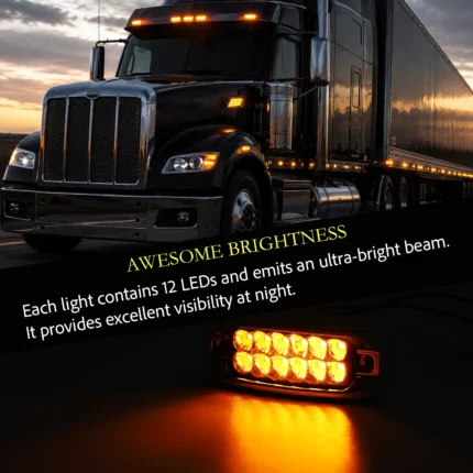 yfd lighting amber 4 inch marker light with 12 LEDs high low brightness and flashing mode