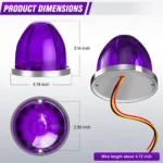 Purple watermelon LED marker light size dimensions for universal 12V 24V vehicle exterior mounting