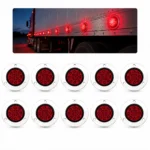 Red 2 inch chrome LED marker light with 13 high brightness LEDs for trucks and trailers