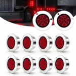 Red 2 inch LED side marker light installed on truck body for improved rear and side visibility