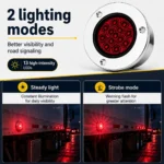 Red 2 inch LED marker light with steady on and strobe flashing functions