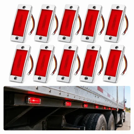Red 24V truck marker light with steady on and flashing function