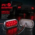 Red 6-inch LED tail light showing IP67 waterproof feature