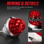 detailed view of red mini watermelon LED marker light with transparent lens and chrome base