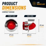 yfd lighting red mini watermelon LED marker light size measurement for truck installation