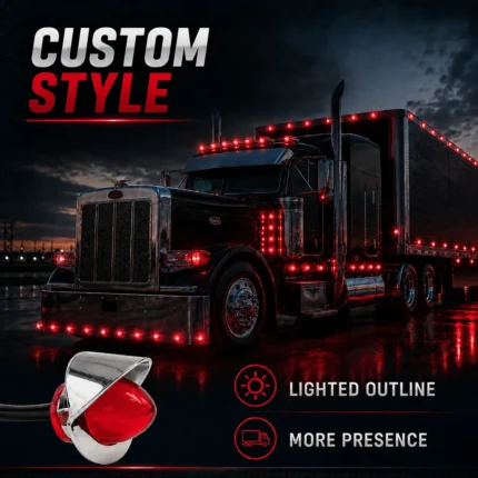 yfd lighting red mini watermelon LED marker light detailed lens and housing view