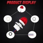 red mini watermelon LED marker light accessories with red blue black wires and mounting parts