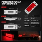 Red IP67 waterproof 24V truck marker light