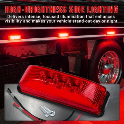 Red side marker running light for RV pickup truck and trailer