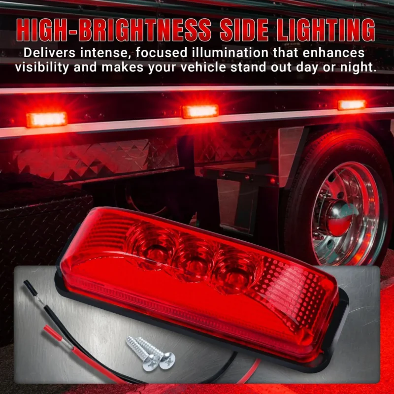 Red side marker running light for RV pickup truck and trailer