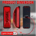 Red LED truck clearance light waterproof marker lamp for trailers and RVs