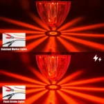 Red watermelon LED marker light showing constant on and flashing dual function for trucks and trailers
