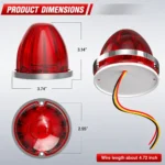 Red watermelon LED marker light size dimensions for universal 12V 24V vehicle exterior mounting