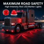 Red watermelon LED marker lights installed on truck exterior body for 12V 24V vehicle lighting