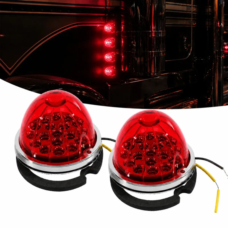 Red watermelon LED truck marker lights 2 pack with 18 high output LEDs