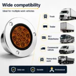 Universal amber LED marker light for trucks trailers RVs pickups buses and heavy duty vehicles