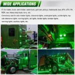 Universal green watermelon LED marker lights for trucks trailers pickups RVs buses and 12V 24V vehicles