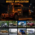 white and amber watermelon truck lights installed on truck with multiple vehicle applications