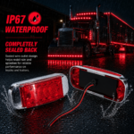 yfd lighting waterproof red LED clearance lights with durable PC lens for harsh weather conditions