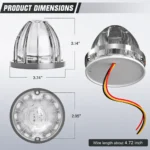 White watermelon LED marker light size dimensions for universal 12V 24V vehicle exterior mounting