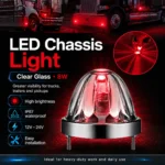 Red glass lens watermelon marker light close up for truck