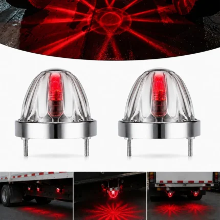 Red glass watermelon LED marker lights for trucks, 2 pack with clear lens