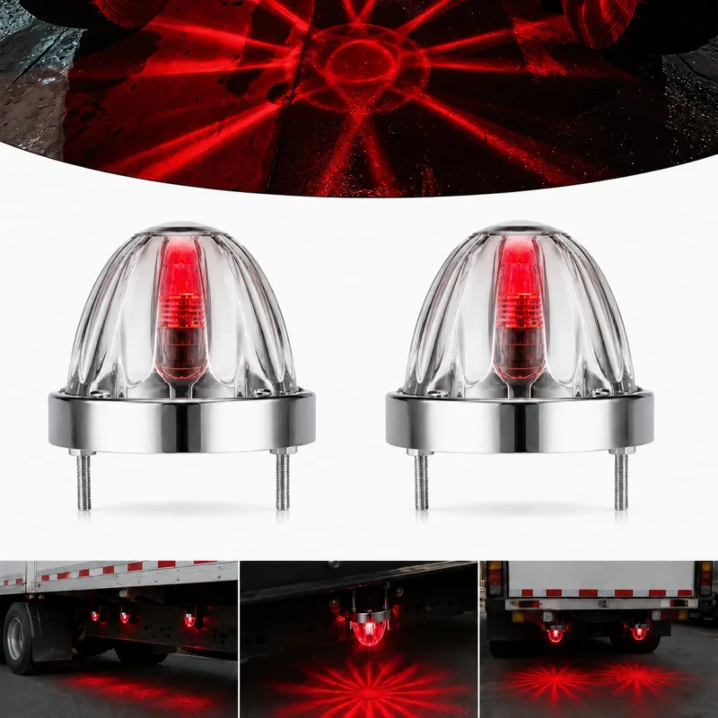 Red glass watermelon LED marker lights for trucks, 2 pack with clear lens
