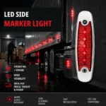 Waterproof red LED side marker lights for trailers trucks and commercial vehicles
