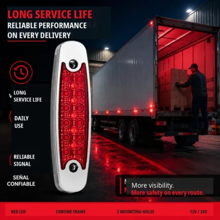 Red LED marker lights easy installation for truck trailer rear side lighting