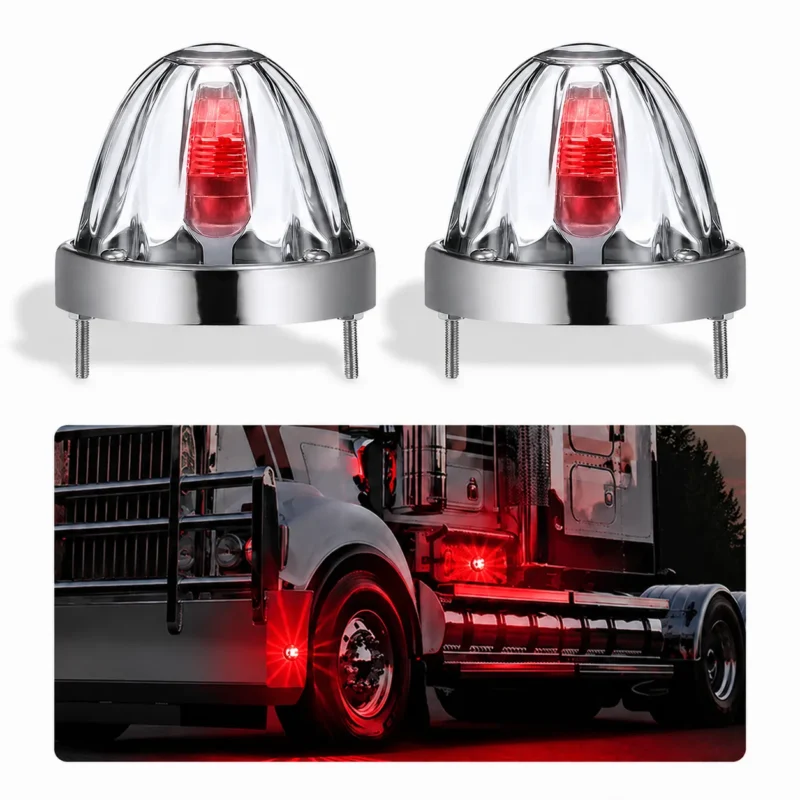 Red watermelon LED truck lights with bright starburst light pattern
