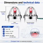 Red watermelon LED marker light size and dimensions for truck installation