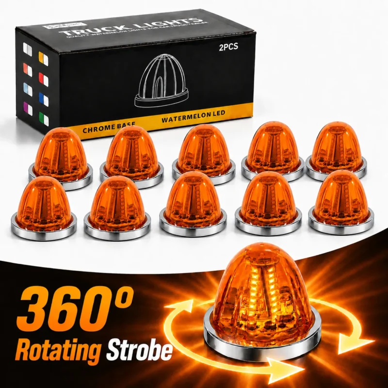 yfdlighting 10 pack amber 360 degree rotating watermelon clearance lights for trucks and trailers