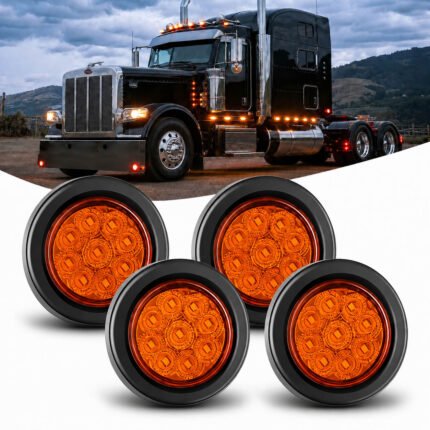 YFD Lighting 2 inch amber 9 LED round clearance light for truck and trailer side marker lighting