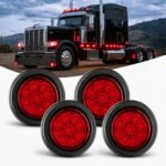 Red round clearance light installed on trailer for rear marker lighting