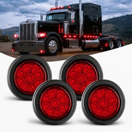 Red round clearance light installed on trailer for rear marker lighting