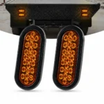 2 pack amber oval LED trailer tail lights with black rubber grommets for trucks and trailers