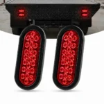 2 pack red oval LED trailer tail lights with black rubber grommets for trucks and trailers